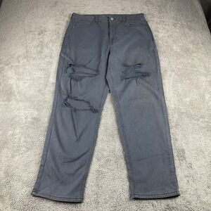 American Eagle Stretch Mom Jeans Womens 10 Short Blue Gray High Rise Distressed